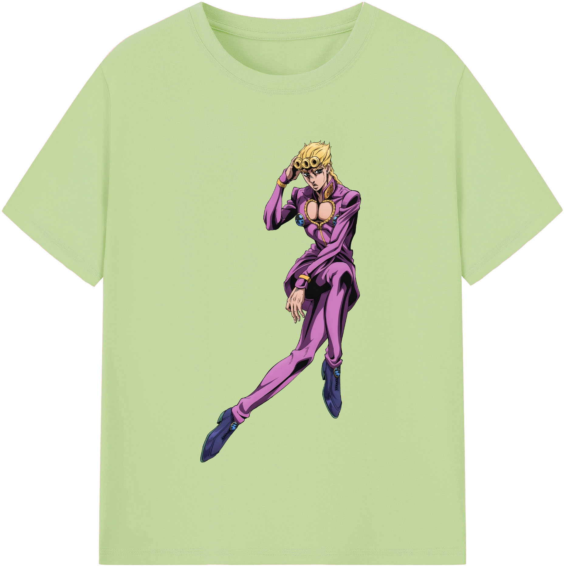 （画像用） ジョジョの奇妙な冒険 ジョルノ?ジョバァーナ JoJo's Bizarre Adventure Giorno Giovanna 綿100％半袖Tシャツ（フロントプリント）